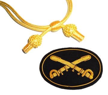 Officers Gold Hat Cord And Sewn Cavalry Badge