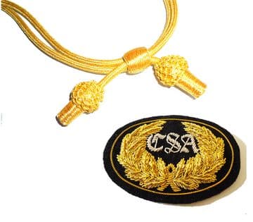 Officers Gold Hat Cord And Sewn CSA Badge