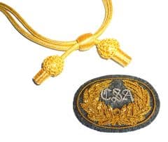 Officers Gold Hat Cord And Sewn Grey CSA Badge