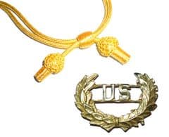 Officers Gold Hat Cord And US Badge