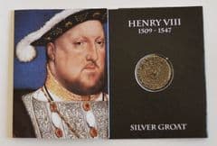 Pewter Henry VIII Silver Groat Coin - Packaged