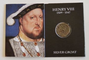 Pewter Henry VIII Silver Groat Coin - Packaged