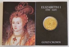 Pewter Queen Elizabeth I Gold Crown Coin - Packaged