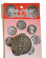 Piece Of Eight Pirate Piracy Replica Coin Dated 1748 On Info Card Reproduction.