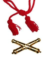 Red Artillery Metal Badge & Wool Hat Cord