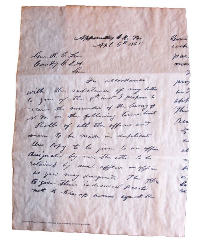 Ulysses S. Grants Letter To Robert E. Lee 1865