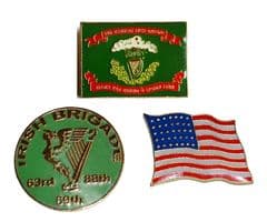 Union Irish Brigade Flags Badge Set
