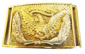 US Silver Wreath Rectangular Belt Buckle