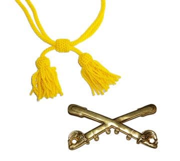 Yellow Cavalry Metal Badge & Wool Hat Cord