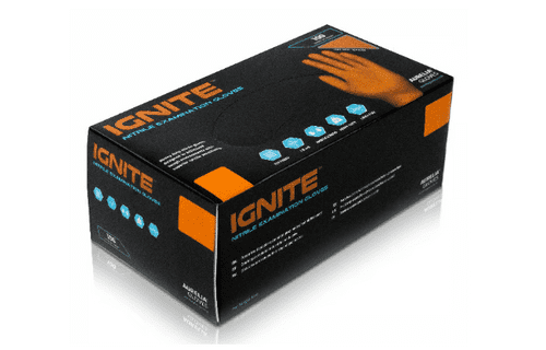 Aurelia Ignite Diamond Texture  Nitrile Gloves Orange Box of 100
