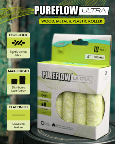 Axus AXU/RLV410 Pureflow Ultra Wood, Metal & Plastic Roller 4" Pkt of 10