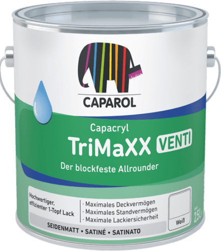 Caparol Capacryl TriMaXX Venti Satin Waterbased Topcoat White 2.5lt
