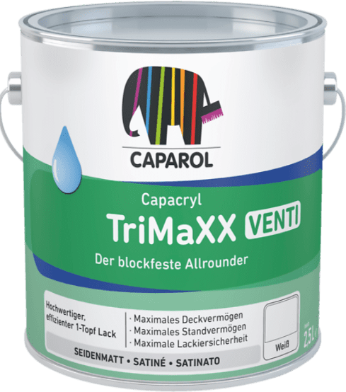 Caparol Capacryl TriMaXX Venti Satin Waterbased Topcoat White 2.5lt