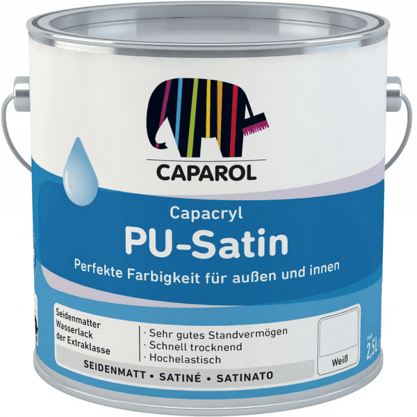 Caparol PU Satin Waterbased Topcoat Mixed to colour 2.5lt