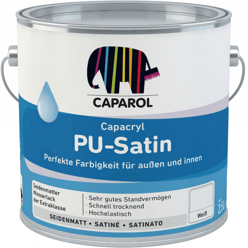 Caparol PU Satin Waterbased Topcoat White 0.75lt