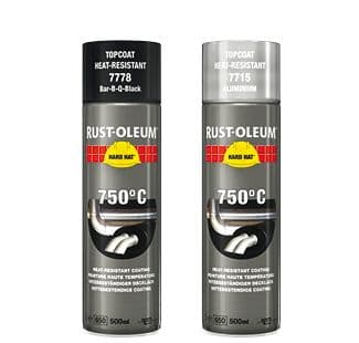Rustoleum Hard Hat 750c Heat Resistant Black or Aluminium Aerosol 500ml