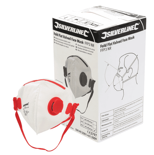 Silverline Fold Flat Valved Face Mask FFP3 NR Pkt 25