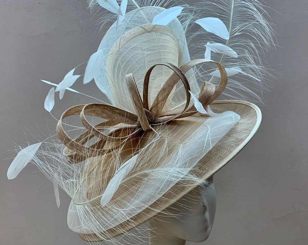 Taupe online fascinator hat