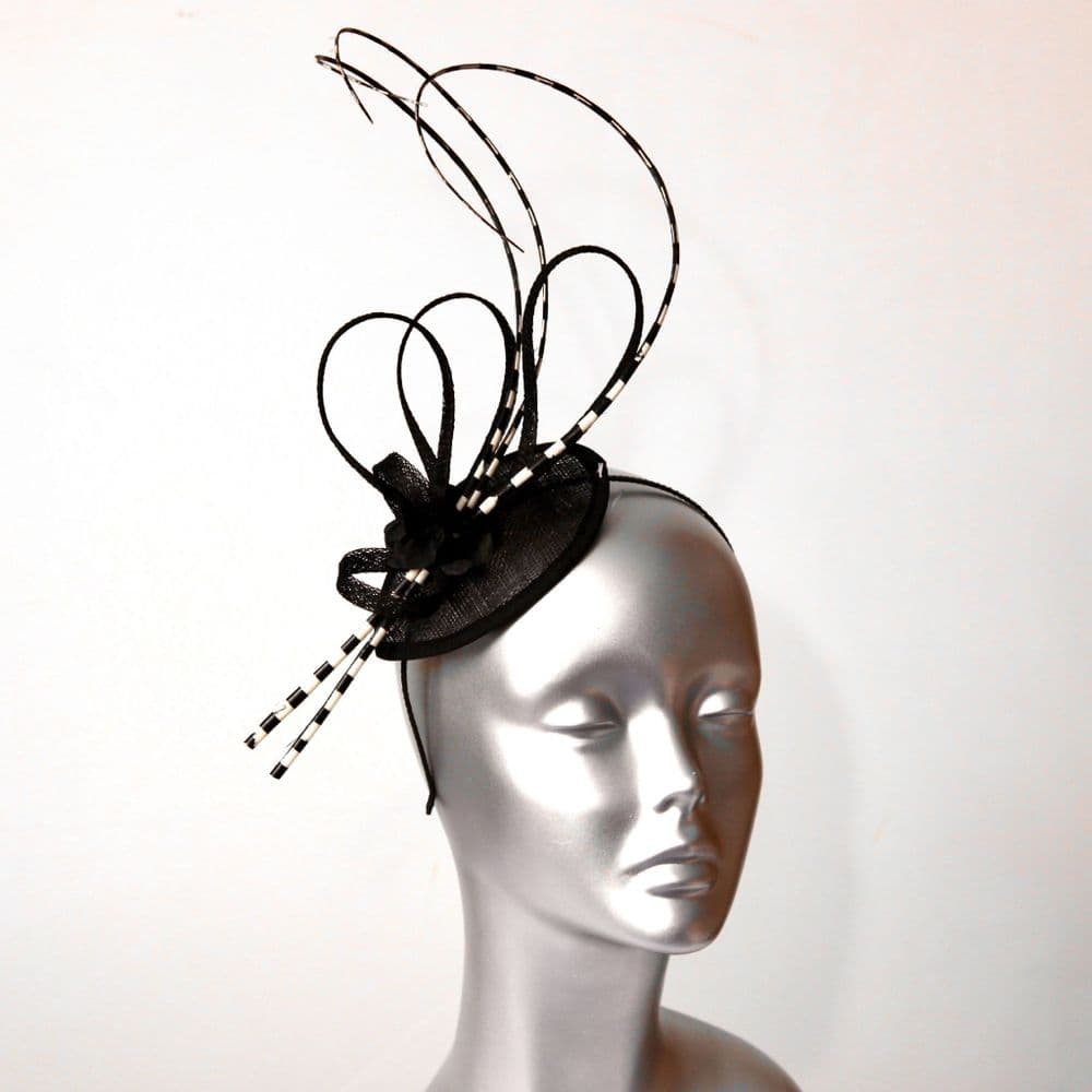 Cream and deals black fascinator hat