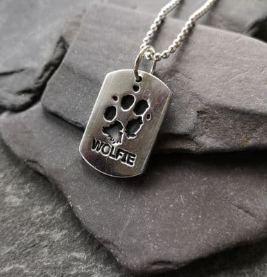 Dog Tag style pawprint necklace