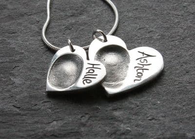 Double Fingerprint Charm Pendant