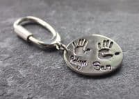Extra large double or triple print charm with sterling silver keyring