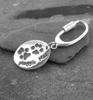 Extra large double or triple print charm with sterling silver keyring