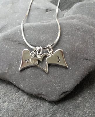 Hand stamped love heart necklace