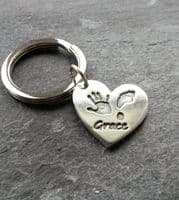 Large charm keyring with Stainless steel split ring (Paw)