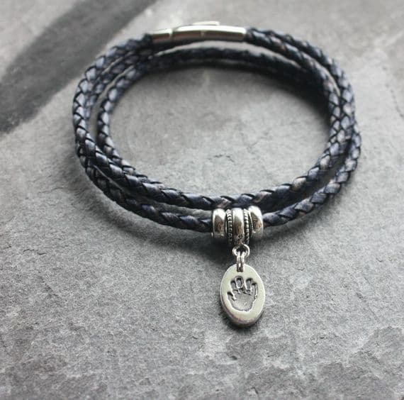 Leather bracelet with Tiny Treasures Charm