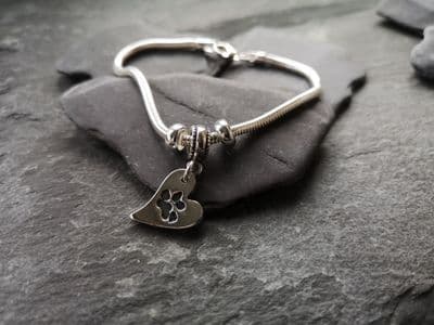 Snake chain bracelet with Tiny Treasures Pawprint Charm