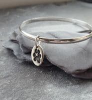 Solid Silver Bangle with Tiny Treasures charm