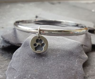 Solid Silver Bangle with Tiny Treasures charm