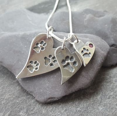 Triple Pawprint /Handprint Charm Pendant