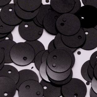 10mm Glossy Black Flat Round Sequins.