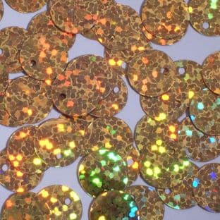 10mm Hologram Gold Flat Round Sequins