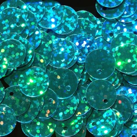 10mm Hologram Turquoise Flat Round Sequins