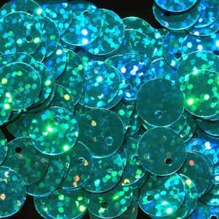 10mm Hologram Turquoise Flat Round Sequins