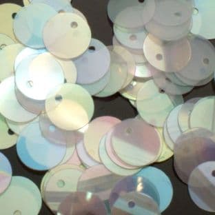 10mm Ivory Semi Transparent Iridescent Flat Round Sequins x 20g