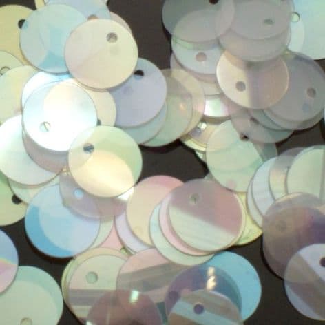 10mm Ivory Semi Transparent  Iridescent Flat Round Sequins x 20g