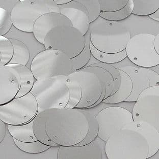 15mm Flat Metallic Silver Sequins x 20g