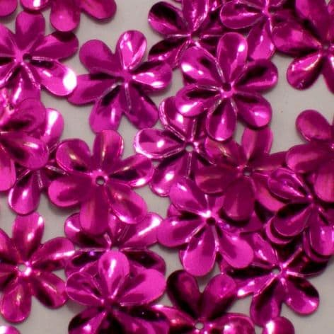 15mm Metallic Cerise Pink Flower Sequins x 175