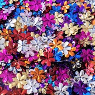 15mm Metallic Effect Flower Sequins x 175. Mixed Colour Pack.