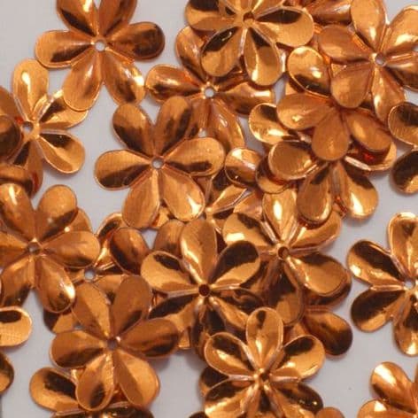 15mm Metallic Orange Flower Sequins x 175