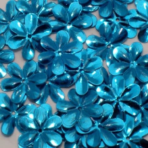 15mm Metallic Turquoise Flower Sequins x 175.