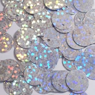 15mm Silver Hologram Sequins x 20g approx 200 sequins