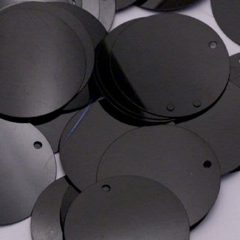 20mm Glossy Black Flat Round Sequins x 150