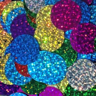 25mm Penny Sequins x 150. Mixed Hologram Colours