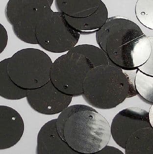 30mm Glossy Black Opaque Sequins x 100