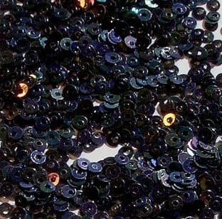 3mm Glossy Black Flat Round Sequins. x 5g